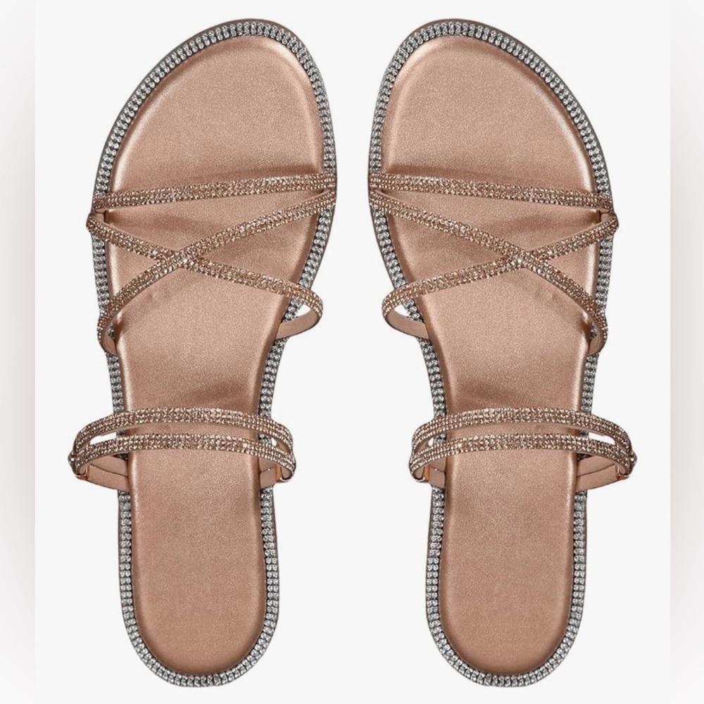 Elegant Rose Gold Strappy Sandals